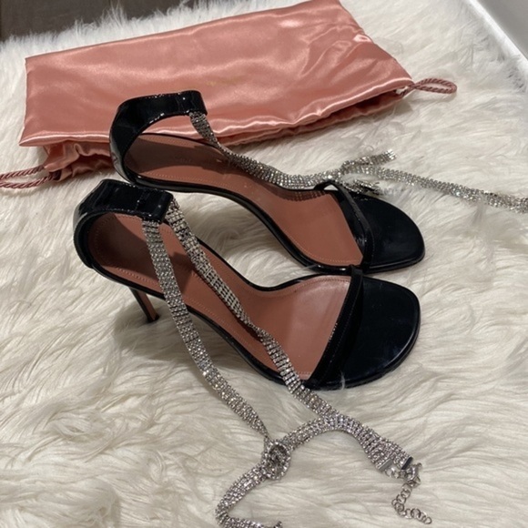New Amina Muaddi Giorgia Crystal ankle wrap sandal size‎ 38EU - Picture 13 of 15